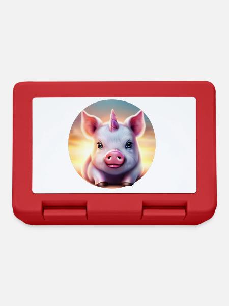 Einhorn Schwein im Sonnenuntergang - Brotdose - Rot