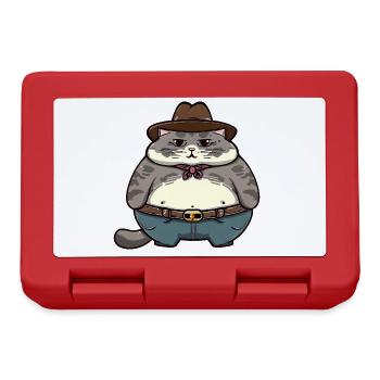 Fat Cowboy Cat - Lunchbox - red - Front