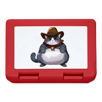 Fat Cowboy Cat - Lunchbox - red - Front