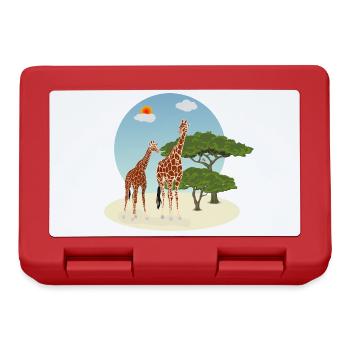 Mother and baby giraffe - Lunchbox - red - Front