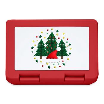 Weihnachtsmarkt Tannen mit Weihnachtsmütze. - Brotdose - Rot - Vorne