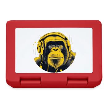 Singe se détendant avec des écouteurs - Boîte à goûter - rouge - Devant