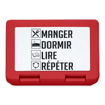Manger, Dormir, Lire, Répéter - Boîte à goûter - rouge - Devant