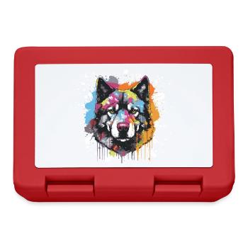 Akita Hund Pop Art Kopf - Brotdose - Rot - Vorne