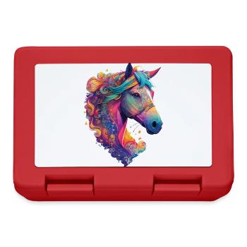 Pferd Pony Reiter Design Horse Pferde Dressur - Brotdose - Rot - Vorne