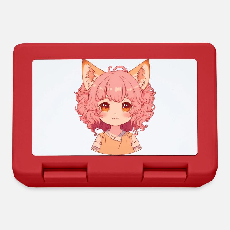 Fox Girl Kawaii Anime Foxes Manga Chibi - Boîte à goûter - rouge