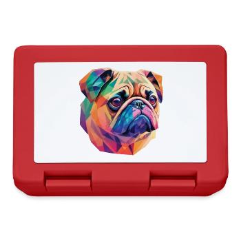 Mops Hund Polygon Kunst Geometrische Pug Hunde - Brotdose - Rot - Vorne