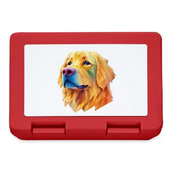Golden Retriever Hund Hunde Design Polygon Art - Brotdose - Rot - Vorne
