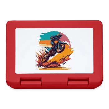 Motocross Biker Offroad Race Cartoon Dirt Bike - Lunchbox - red - Front