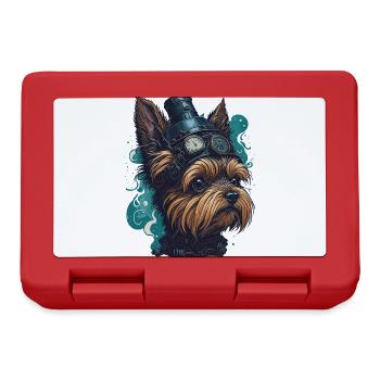 Steampunk Yorkshire Terrier vintage Retro Hund - Brotdose - Rot - Vorne