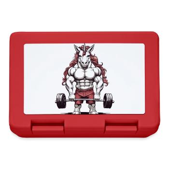 Unicorn Bodybuilder Cool Fitness Muscle Design - Lunchbox - red - Front