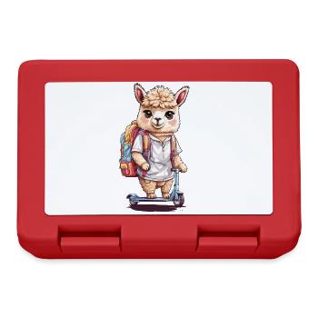 Alpaca student with scooter first day of school design - Lunchbox - red - Front