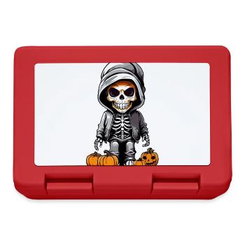 Cooles Skelett mit Kürbis Halloween Design - Brotdose - Rot - Vorne