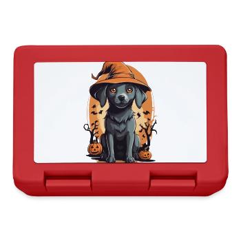 Chien d’Halloween mignon avec un chapeau de sorcière - Boîte à goûter - rouge - Devant
