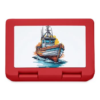 Pêcheur en bateau et pêche d’aventure - Boîte à goûter - rouge - Devant