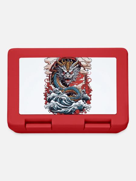 Asiatischer Drache Retro Ukiyo-E Japan Kunst Stil - Brotdose - Rot