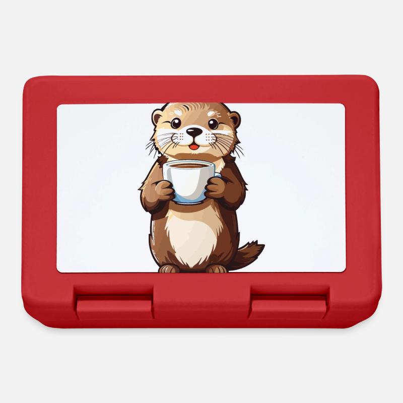 Loutre Café Temps Animal Lover Coffee Design - Boîte à goûter - rouge