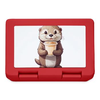 Otter Kaffeezeit Süßes Kaffee Tierdesign - Brotdose - Rot - Vorne