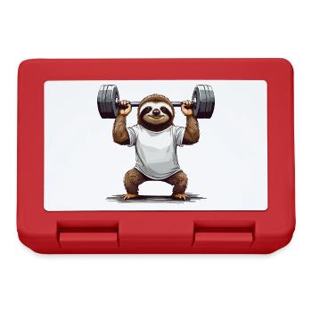 Sloth Bodybuilder Gym Humor Design - Lunchbox - red - Front
