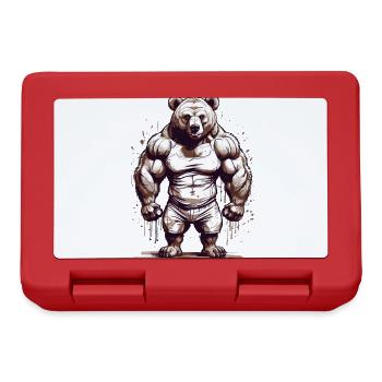 Bodybuilder Bär Papa Stärke Muskeln Liebe - Brotdose - Rot - Vorne