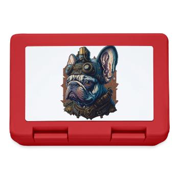 Retro French Bulldog Steampunk Dog - Lunchbox - red - Front