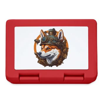 Steampunk Shiba Dog Vintage Machine Dog Design - Lunchbox - red - Front