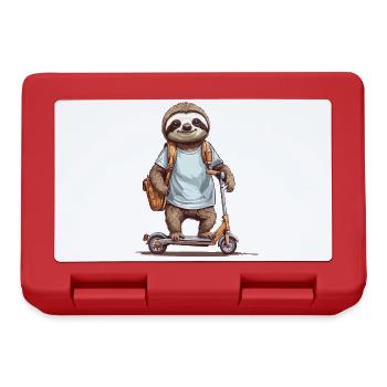 Sloth School Kid Scooter Fun Design - Lunchbox - red - Front