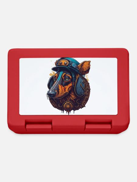 Steampunk Dackel Hund Design für Hundeliebhaber - Brotdose - Rot