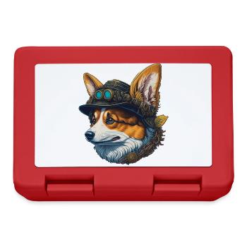 Viktorianischer Steampunk Corgi Hund Design - Brotdose - Rot - Vorne