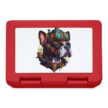 Vintage Steampunk Boxer Dog Machinery Design - Lunchbox - red - Front