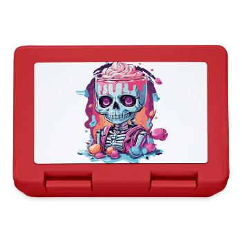 Gothic Pastel Schädel mit Süßigkeiten Design - Brotdose - Rot - Vorne