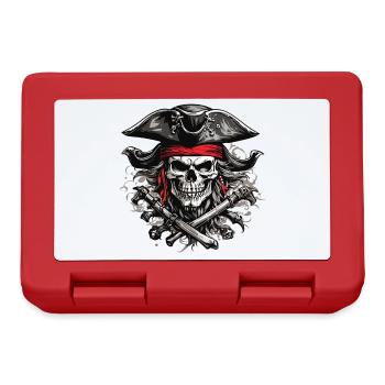 Jolly Roger Pirate Skull Party Halloween Design - Lunchbox - red - Front
