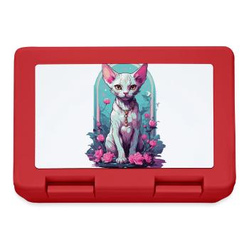 Okkulte Sphynx Katze in Pastell Goth Style - Brotdose - Rot - Vorne