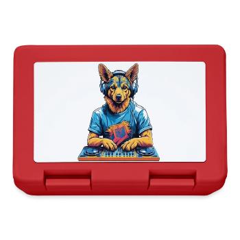 DJ Schäferhund Musik Party Hunde Design - Brotdose - Rot - Vorne