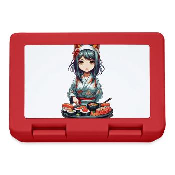 Anime Sushi Master Kawaii Fille Kemonomimi - Boîte à goûter - rouge - Devant