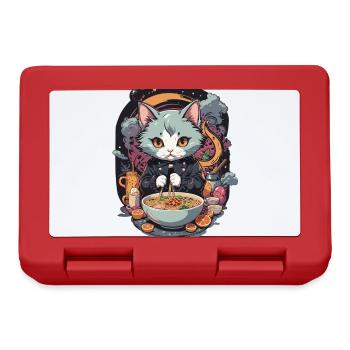 Katze Ramen Liebe Japanisches Nudelsuppen Design - Brotdose - Rot - Vorne