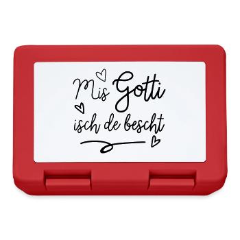 Schweizer Götti Gotti Baby Geburt Spruch Pate - Brotdose - Rot - Vorne
