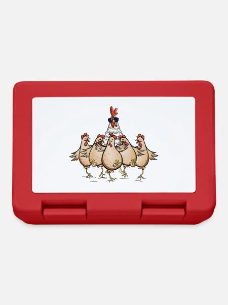 Hühner Hahn Chef Lustiges Huhn Design - Brotdose - Rot