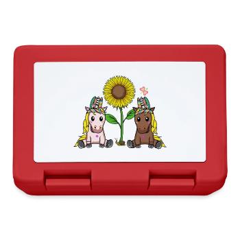 Tournesol Hippie Cheval Chevaux Cavalier - Boîte à goûter - rouge - Devant