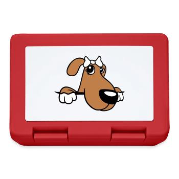 Dog Behind Wall Pretty Lady Bow Female - Lunchbox - red - Front