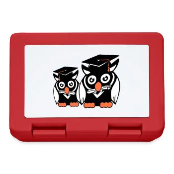 2 Eulen Schulabschluss College Abitur Student Team - Brotdose - Rot - Vorne