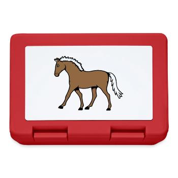 Pferd läuft geht Reiter Cartoon reiten süß Comic - Brotdose - Rot - Vorne