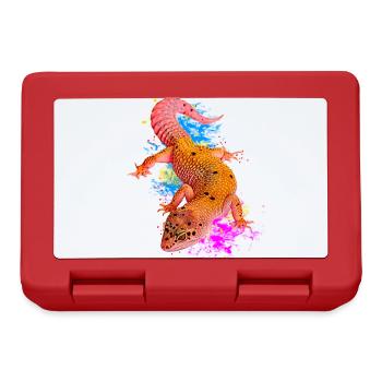 Leopard Gecko Watercolor Reptile Keeper - Lunchbox - red - Front