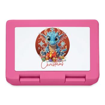 Frohe Weihnachten - Blauer Drache - Geschenk - Brotdose - Pink - Vorne