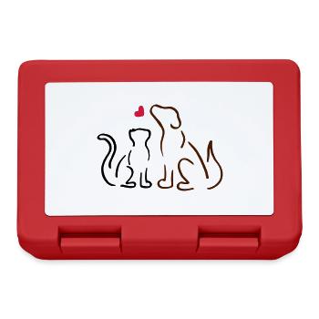 Chat et chien / chat et chien, amour, amoureux des animaux - Boîte à goûter - rouge - Devant