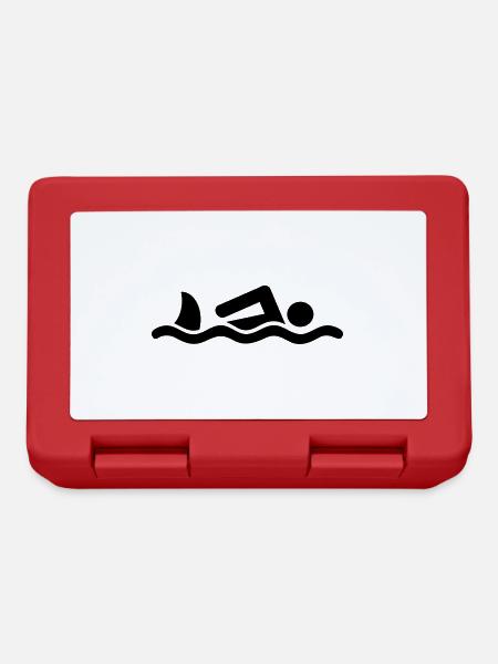Swimmer with a shark - Lunchbox - red