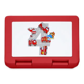 4 Years Birthday Fire Brigade Children Fire Trucks - Lunchbox - red - Front