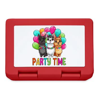 Party time cute llamas colorful balloons kids - Lunchbox - red - Front