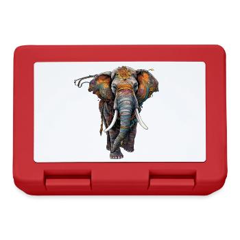Bunter Elefant im Boho Ethno Style - Brotdose - Rot - Vorne