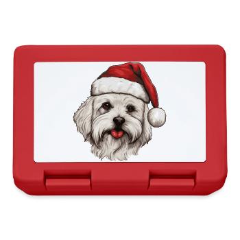 Malteser Hund Weihnachten Kopf - Brotdose - Rot - Vorne
